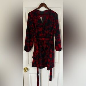 Elegant Red Floral Dress